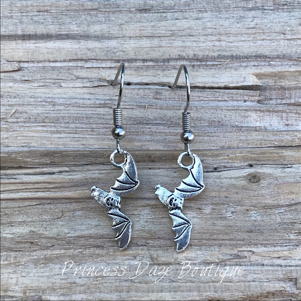Silver Bat‎ Dangle Earrings